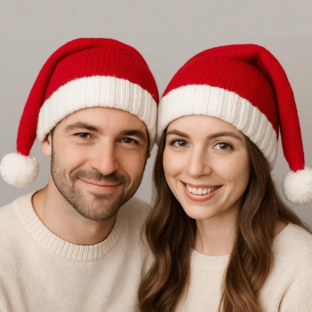 8281 4 PCS Adults Santa Hats - Knit Soft Warm Washable Fade-Resistant